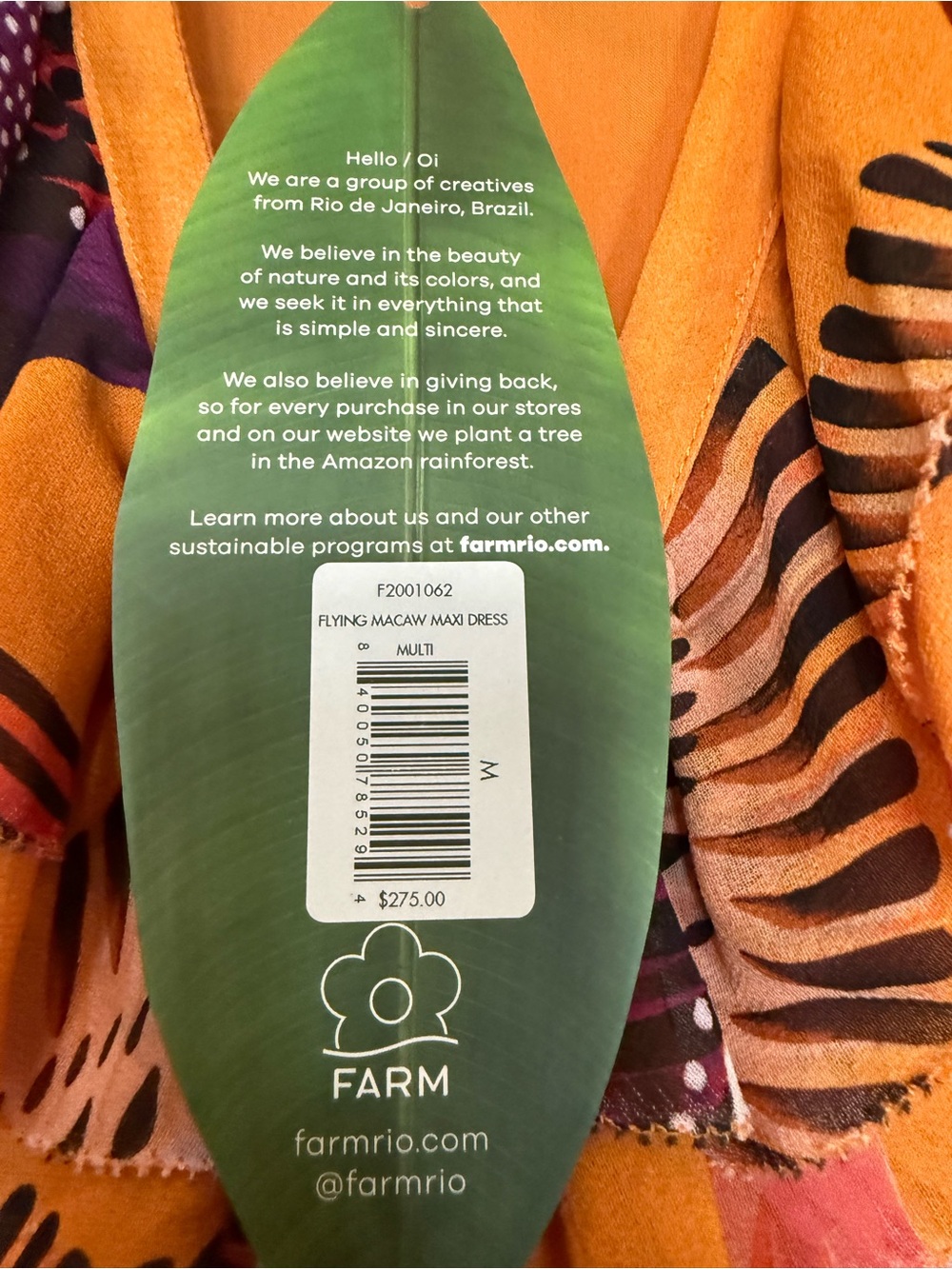 FARM Rio Orange Bird-Print Maxi Dress - Picture 7 of 16
